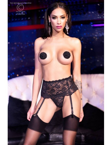 Пояс с пажами для чулок "ChiliRose" черный, M 